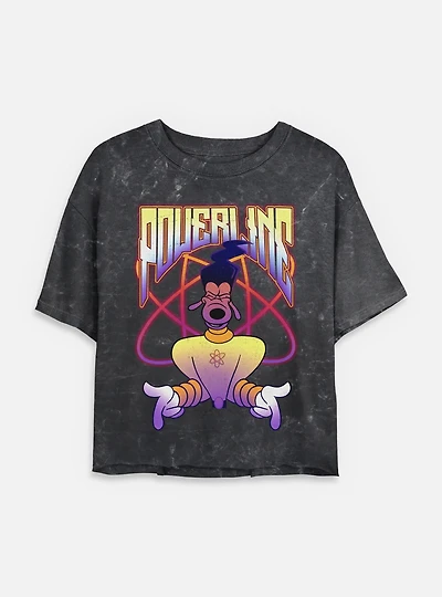 Disney Goofy Powerline Jam Mineral Wash Womens Crop T-Shirt