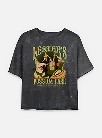 Disney Goofy Lesters Possum Park Mineral Wash Womens Crop T-Shirt