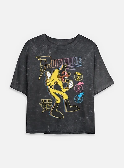 Disney Goofy Powerline Tour Mineral Wash Womens Crop T-Shirt