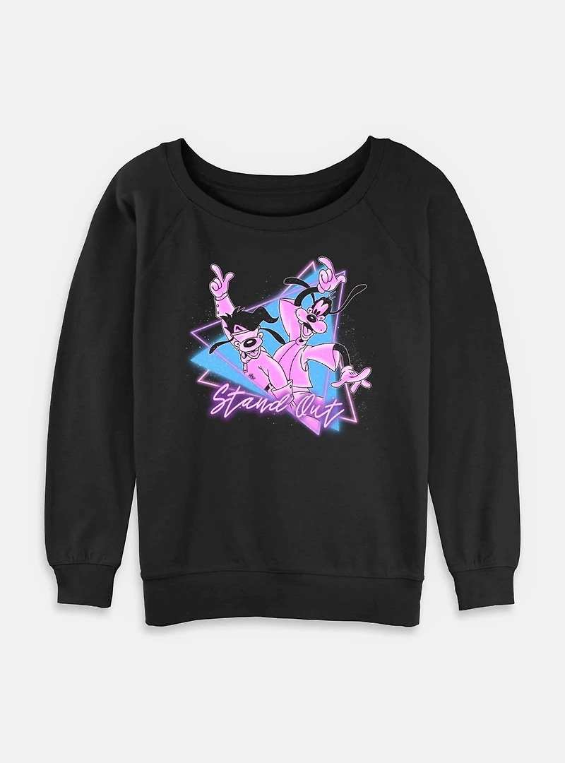 Disney Goofy Triangle Stand Out Womens Slouchy Sweatshirt