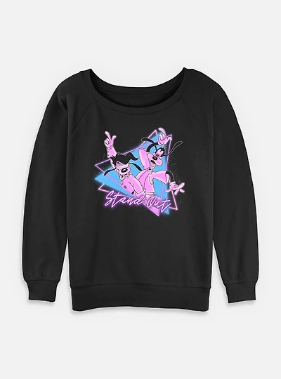 Disney Goofy Triangle Stand Out Womens Slouchy Sweatshirt
