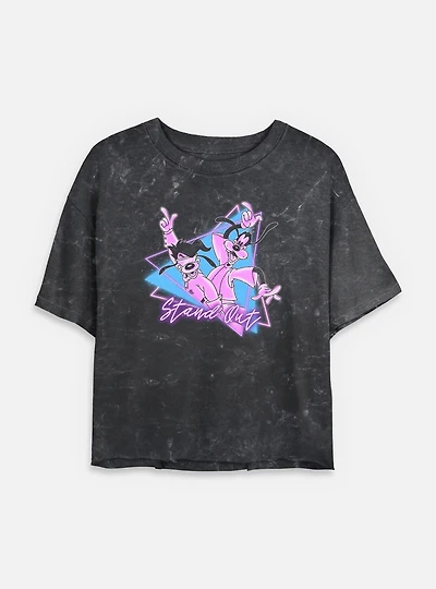 Disney Goofy Triangle Stand Out Mineral Wash Womens Crop T-Shirt