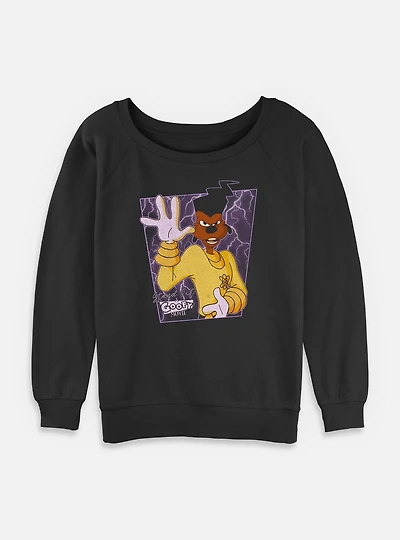 Disney Goofy Powerline Portrait Womens Slouchy Sweatshirt