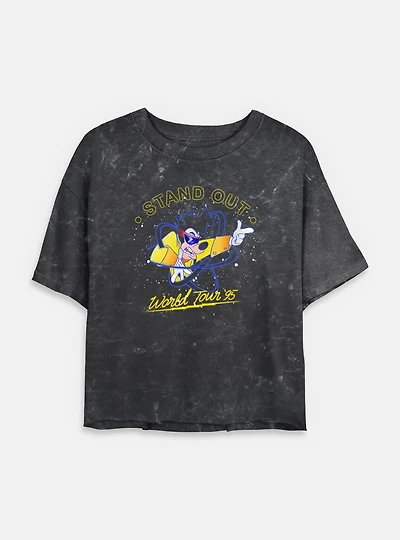 Disney Goofy Stand Out World Tour Mineral Wash Womens Crop T-Shirt