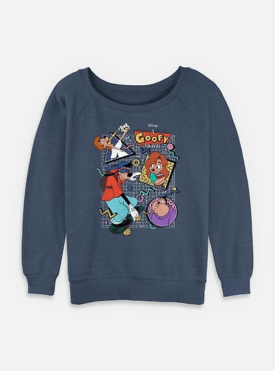 Disney Goofy 90s Goof Collage Womens Slouchy Sweatshirt