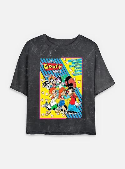 Disney Goofy Retro Group Poster Mineral Wash Womens Crop T-Shirt