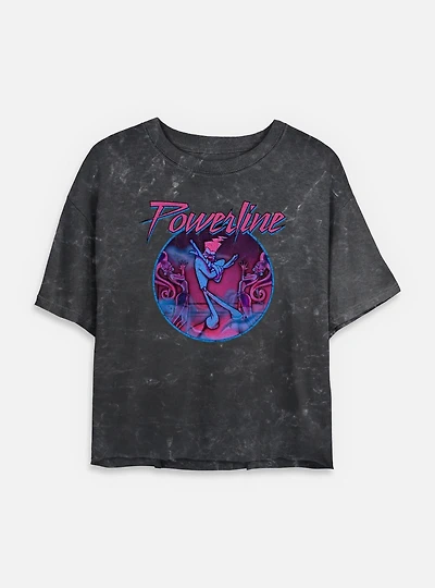 Disney Goofy Powerline Icon Mineral Wash Womens Crop T-Shirt