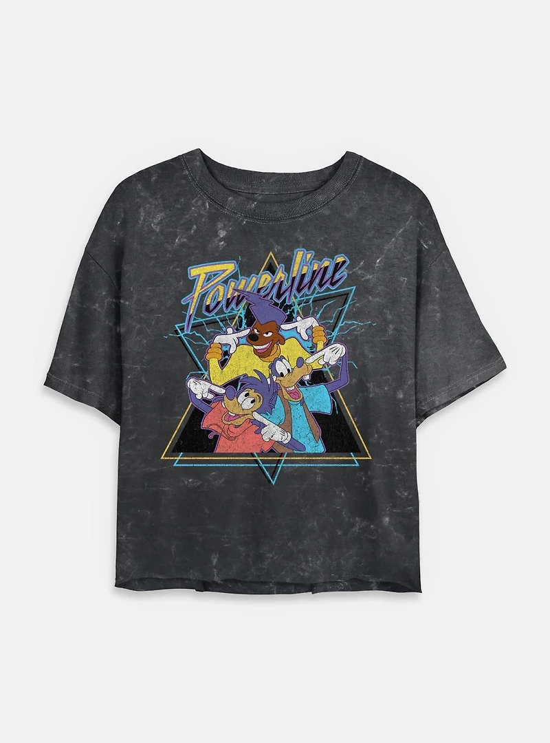 Disney Goofy Powerline Goof GroupMineral Wash Womens Crop T-Shirt