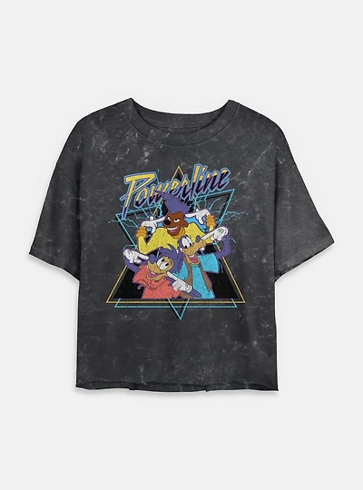 Disney Goofy Powerline Goof GroupMineral Wash Womens Crop T-Shirt