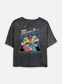 Disney Goofy Powerline Goof GroupMineral Wash Womens Crop T-Shirt