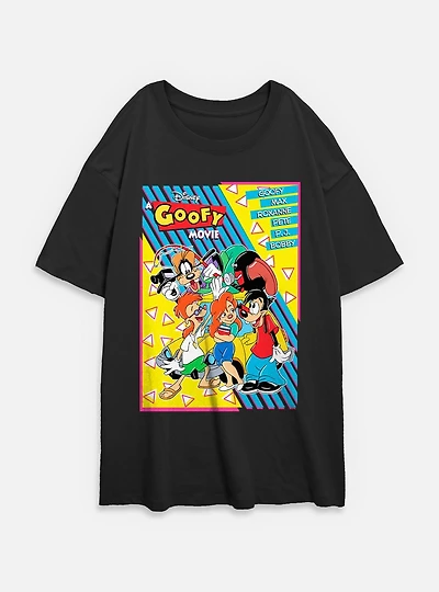 Disney Goofy Retro Group Poster Womens Oversized T-Shirt