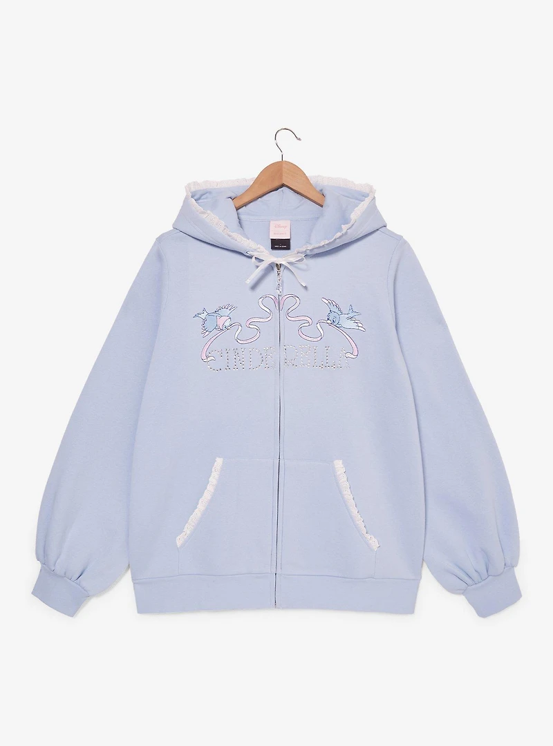 Disney Cinderella Rhinestone Title Women's Plus Zippered Hoodie - BoxLunch Exclusive