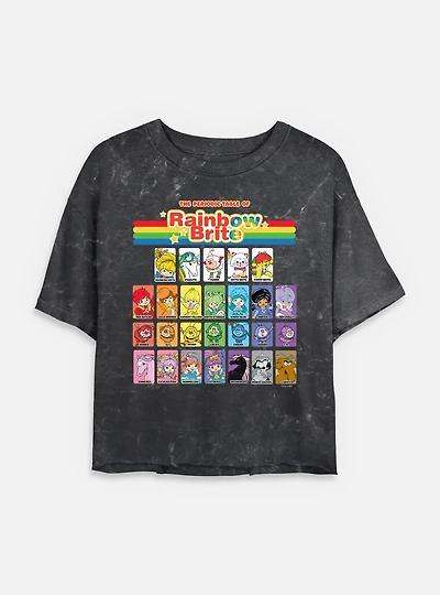 Rainbow Brite Table Of Color Mineral Wash Womens Crop T-Shirt