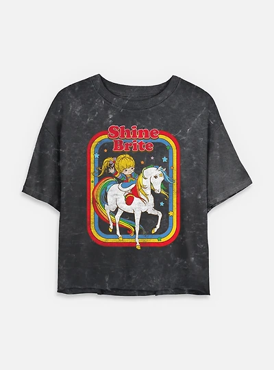 Rainbow Brite Shine Mineral Wash Womens Crop T-Shirt