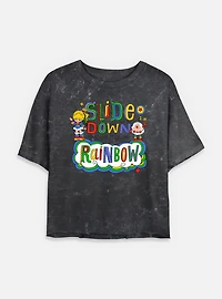 Rainbow Brite Down Every Mineral Wash Womens Crop T-Shirt