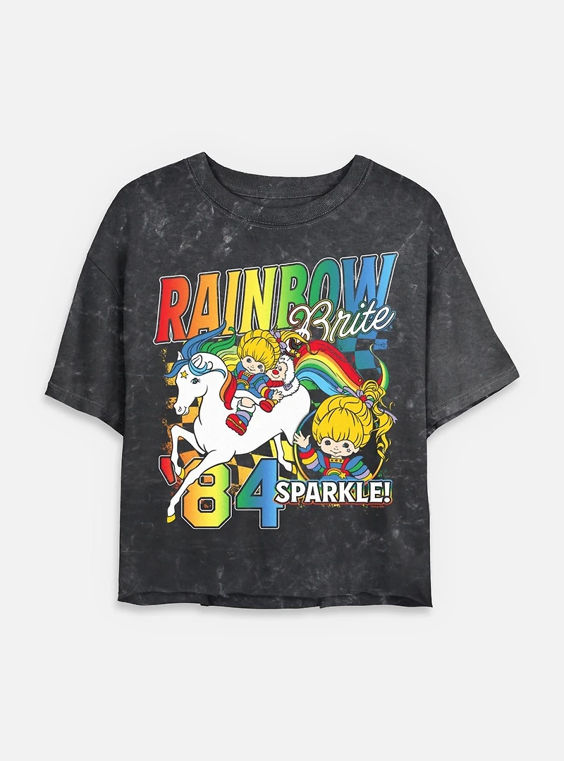 Rainbow Brite Racer Mineral Wash Womens Crop T-Shirt