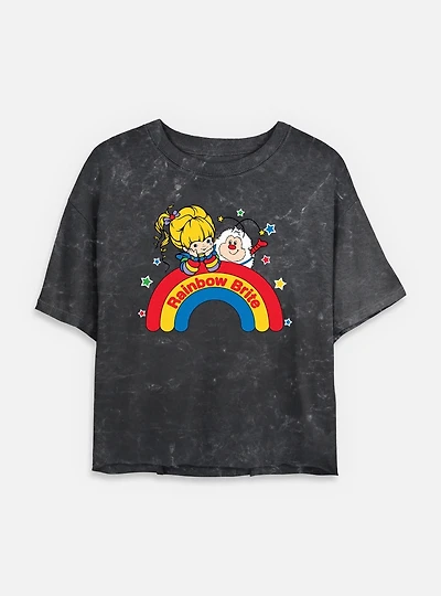 Rainbow Brite Wishing On A Mineral Wash Womens Crop T-Shirt