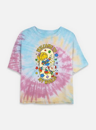 Rainbow Brite Welcome To My World Tie Dye Crop Womens  T-Shirt