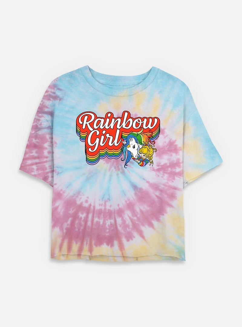 Rainbow Brite Girl Tie Dye Crop Womens  T-Shirt