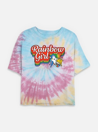 Rainbow Brite Girl Tie Dye Crop Womens  T-Shirt