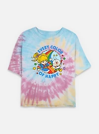 Rainbow Brite Every Color Of Happy Tie Dye Crop Womens  T-Shirt