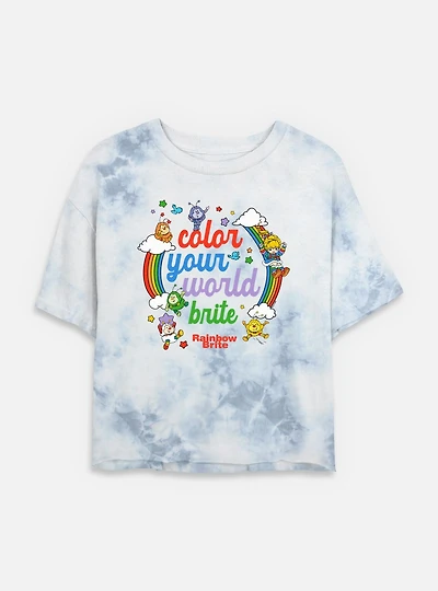 Rainbow Brite Color Your World Tie Dye Crop Womens T-Shirt