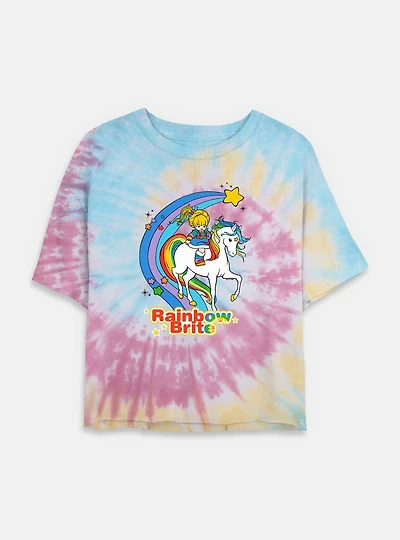 Rainbow Brite Horse Tie Dye Crop Womens  T-Shirt