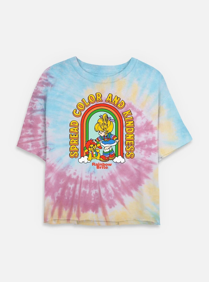 Rainbow Brite Spread Color And Kindness Tie Dye Crop Womens  T-Shirt