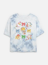 Rainbow Brite Cutie Bow Grid Tie Dye Crop Womens T-Shirt