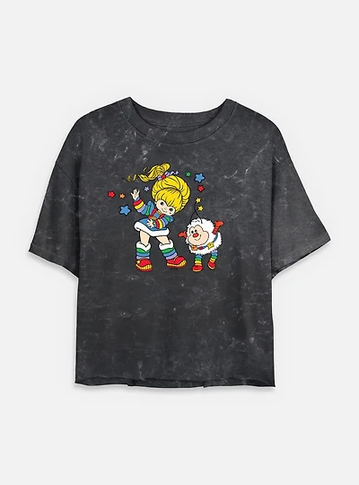 Rainbow Brite And Twink Mineral Wash Womens Crop T-Shirt