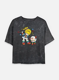 Rainbow Brite And Twink Mineral Wash Womens Crop T-Shirt