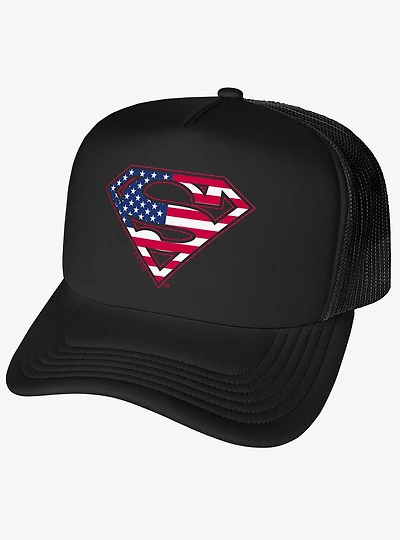 Superman American Flag Shield Logo Foam Trucker Hat