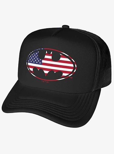 Batman American Flag Shield Logo Foam Trucker Hat