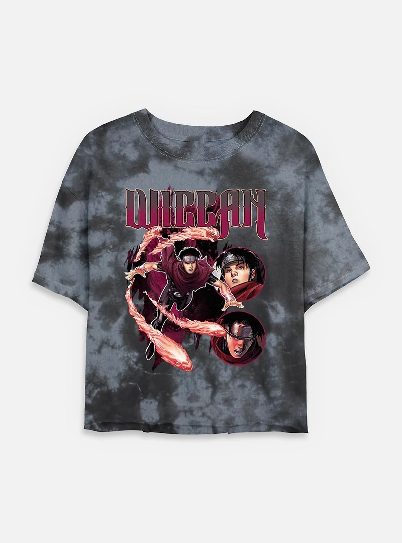 Marvel Wiccan Flames Tie Dye Crop Womens T-Shirt