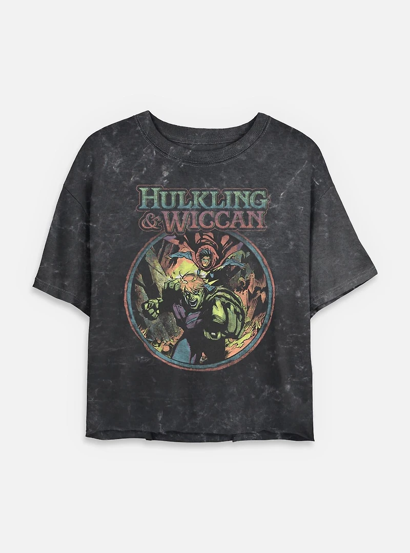 Marvel Wiccan Hey Boy Mineral Wash Womens Crop T-Shirt