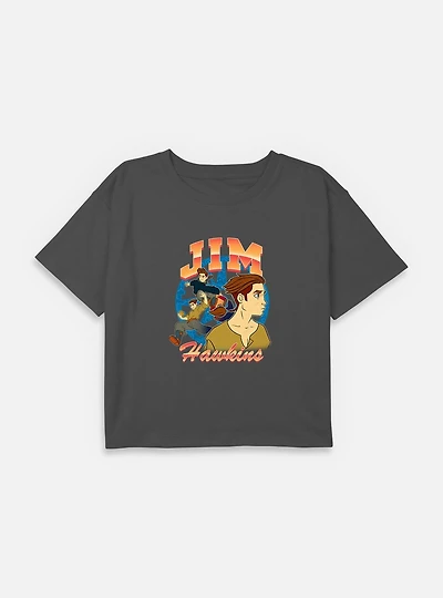 Disney Treasure Planet Jim Hawkins Collage Youth Girls Boxy Crop T-Shirt