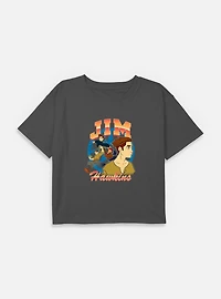 Disney Treasure Planet Jim Hawkins Collage Youth Girls Boxy Crop T-Shirt