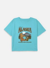 Disney Treasure Planet Visit Alaska Adventure Is CallingYouth Girls Boxy Crop T-Shirt