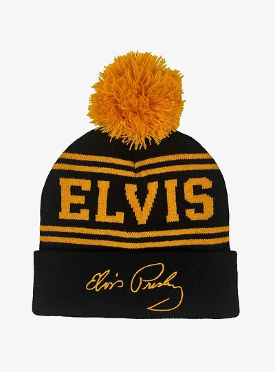 Elvis Presley Acrylic Knit Beanie With Pom