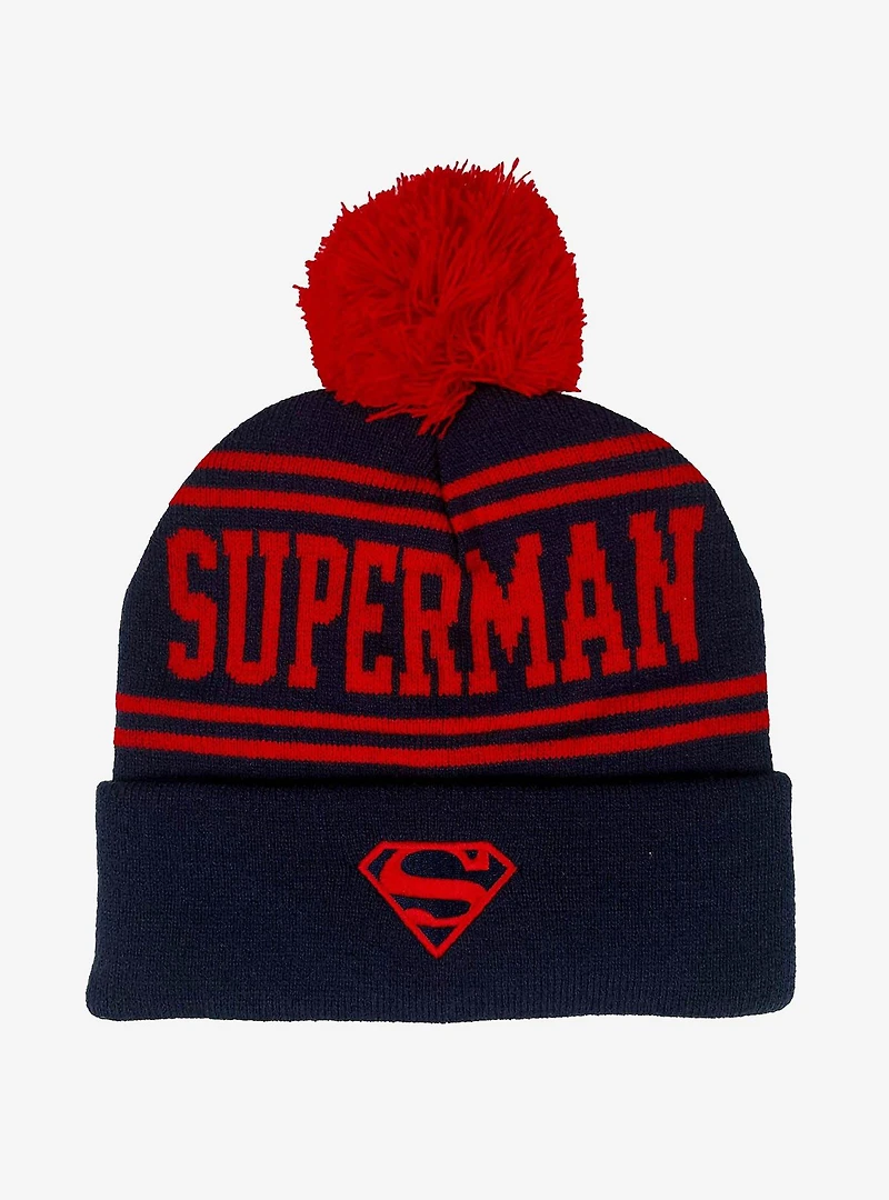 DC Comics Superman Acrylic Knit Beanie With Pom