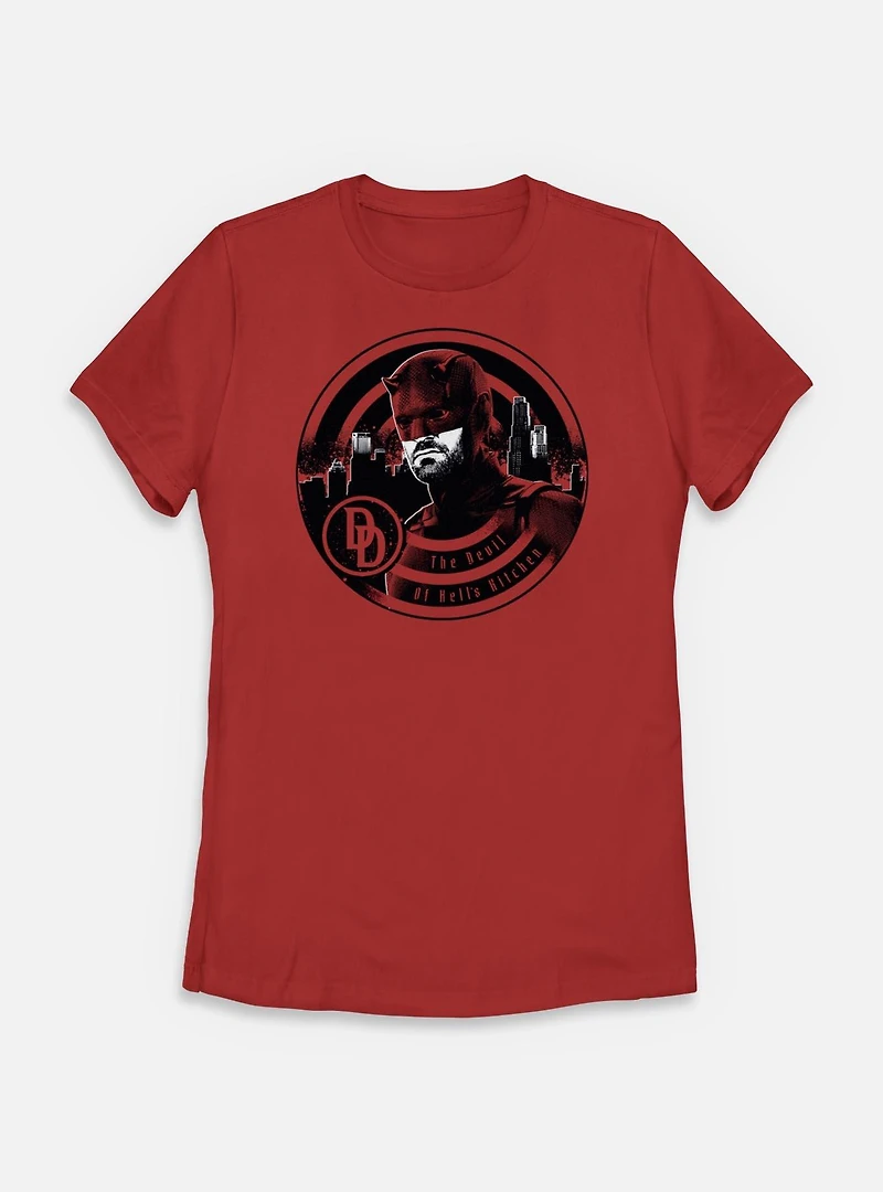 Marvel Daredevil: Born Again Daredevil Hell's Kitchen Silhouette Womens T-Shirt