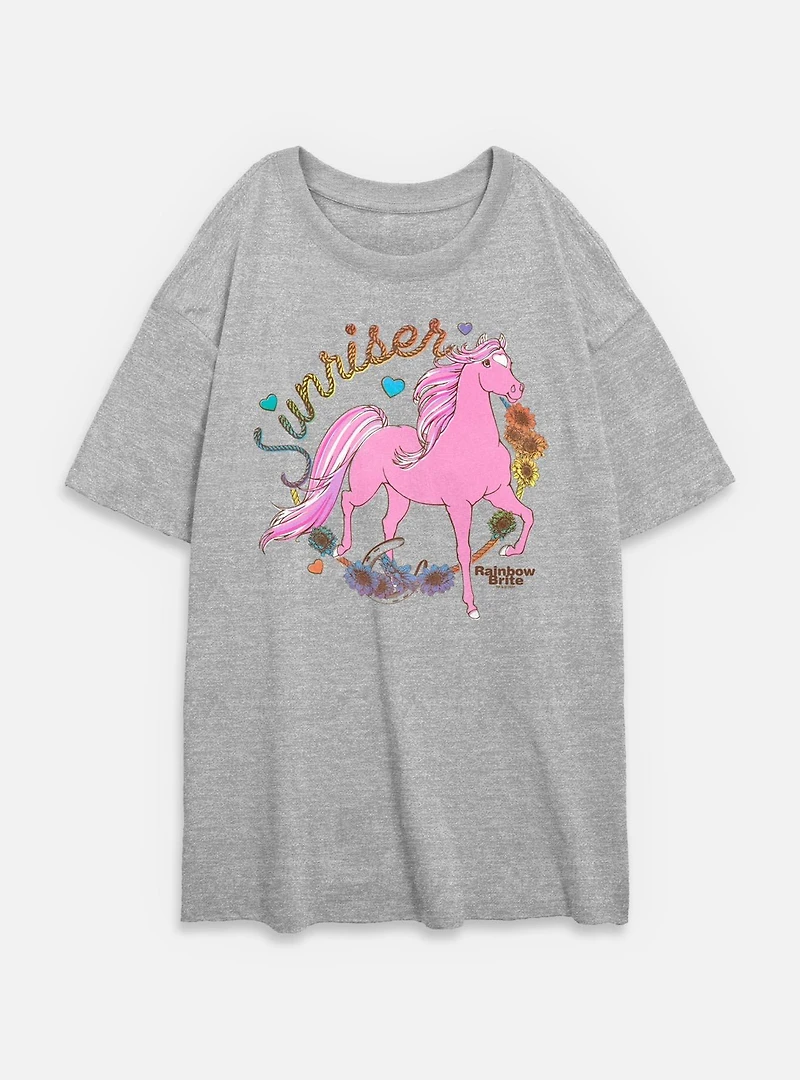 Rainbow Brite Country Pink Sunriser Womens Oversized T-Shirt