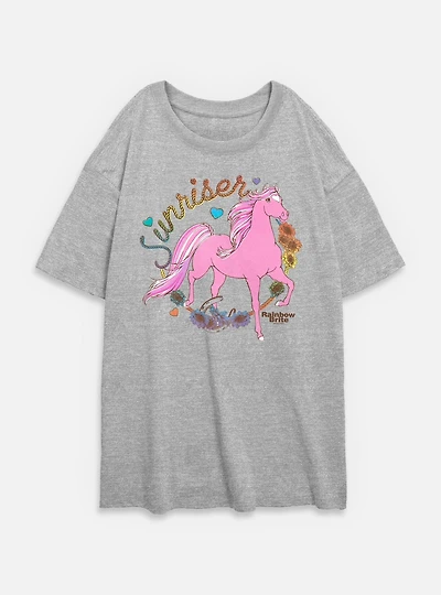 Rainbow Brite Country Pink Sunriser Womens Oversized T-Shirt