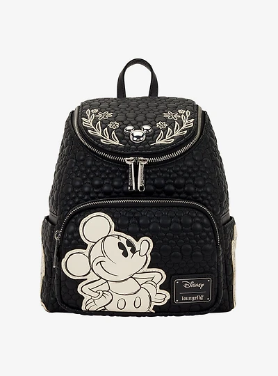 Loungefly Disney Mickey Mouse Floral Sketch Quilted Mini Backpack