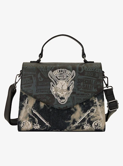 Loungefly Stranger Things Hellfire Club Acid Wash Crossbody Bag
