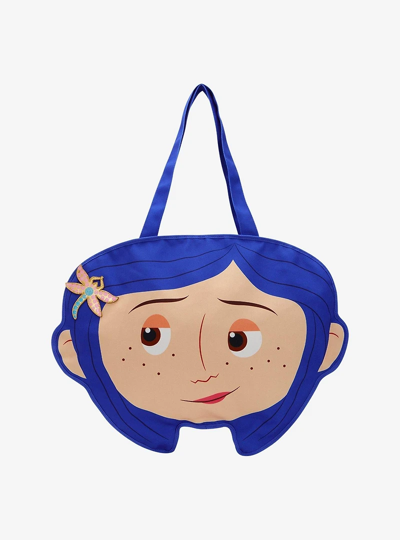Loungefly Coraline Face Figural Canvas Tote Bag