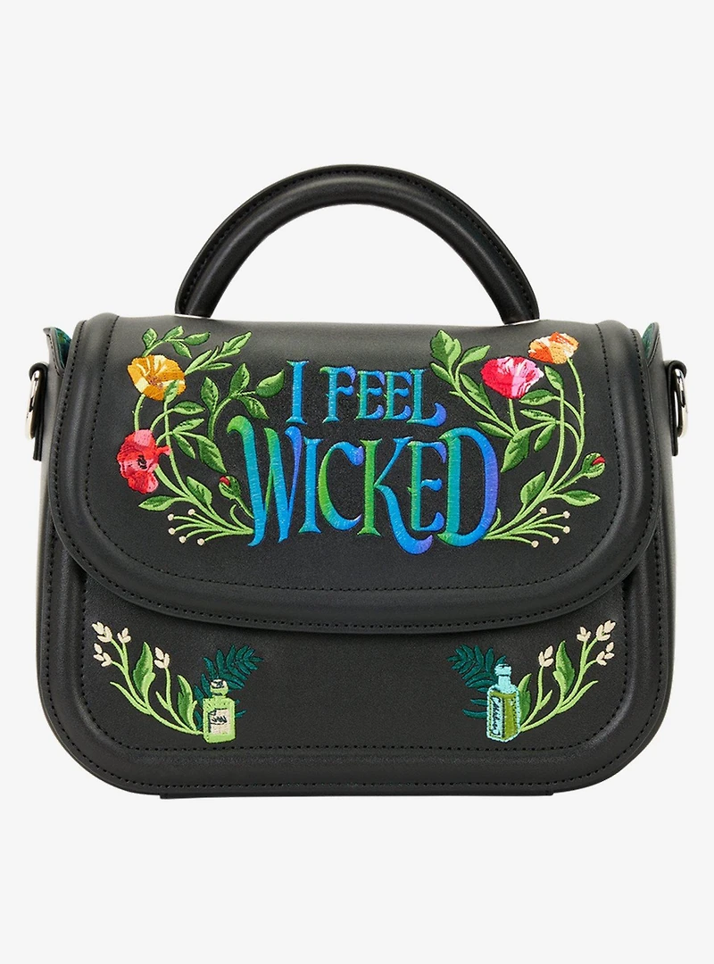 Loungefly Wicked: For Good Floral I Feel Wicked Crossbody Bag