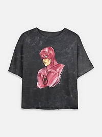 Marvel Daredevil Paint Strokes Womens Mineral Wash Crop T-Shirt