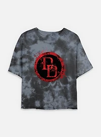 Marvel Daredevil DD Spatter Icon Womens Tie-Dye Crop T-Shirt