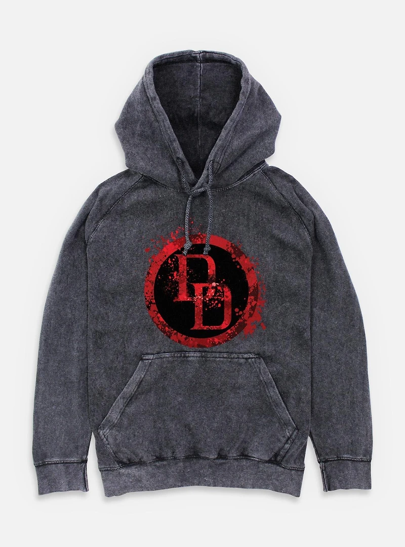 Marvel Daredevil DD Spatter Icon Mineral Wash Hoodie